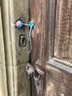 Metal work of a door handle; house in SIbiu, Romania